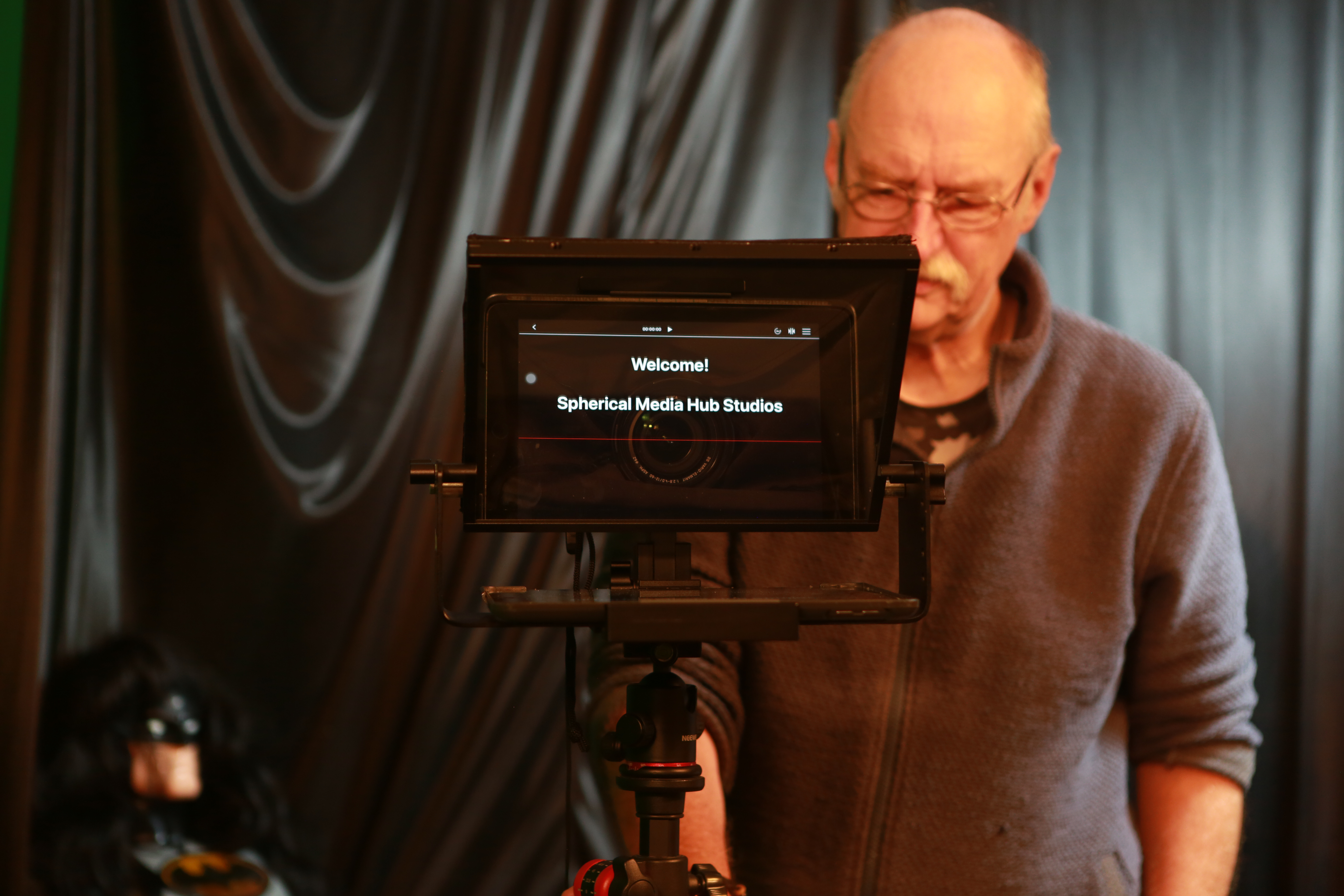 Master Foz camera operator with teleprompter
